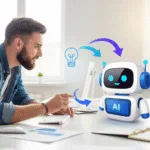 Profissional utilizando Inteligência Artificial como copiloto para otimizar o trabalho e alcançar melhores resultados em 2025.