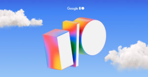 Logo do Google I/O 2025 com elementos visuais simbolizando a expansão da IA Gemini em produtos Google.
